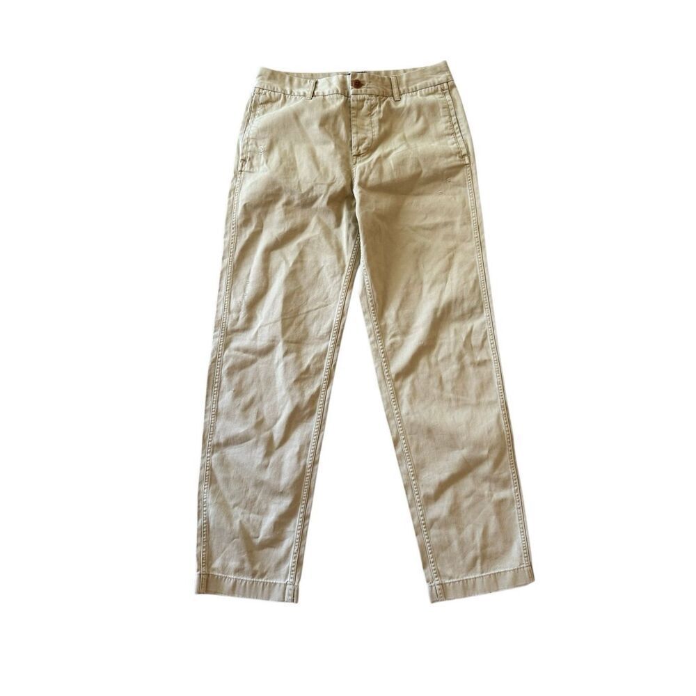NWT J. Crew Womens Khaki Distressed Straight Fit Flat Front Chino Pants Size 6T